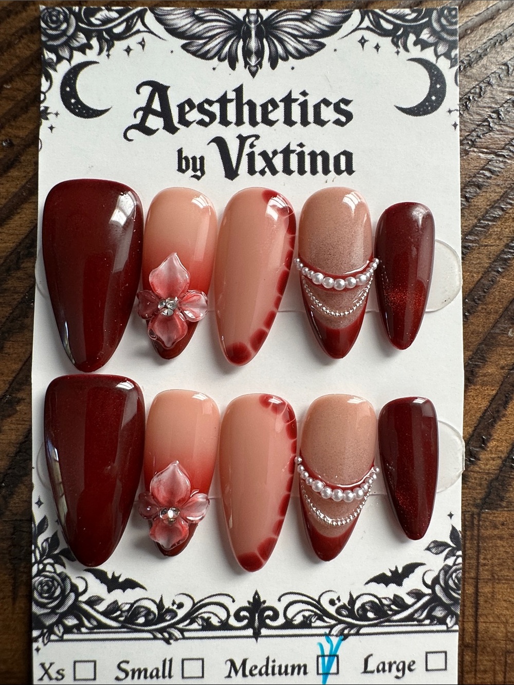 Red & Nude Press-On Nail Set